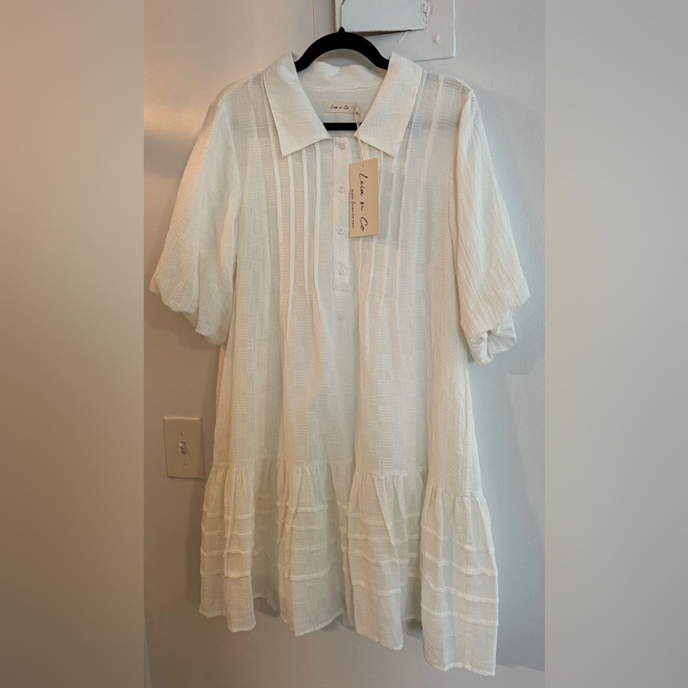 White quarter sleeve dress